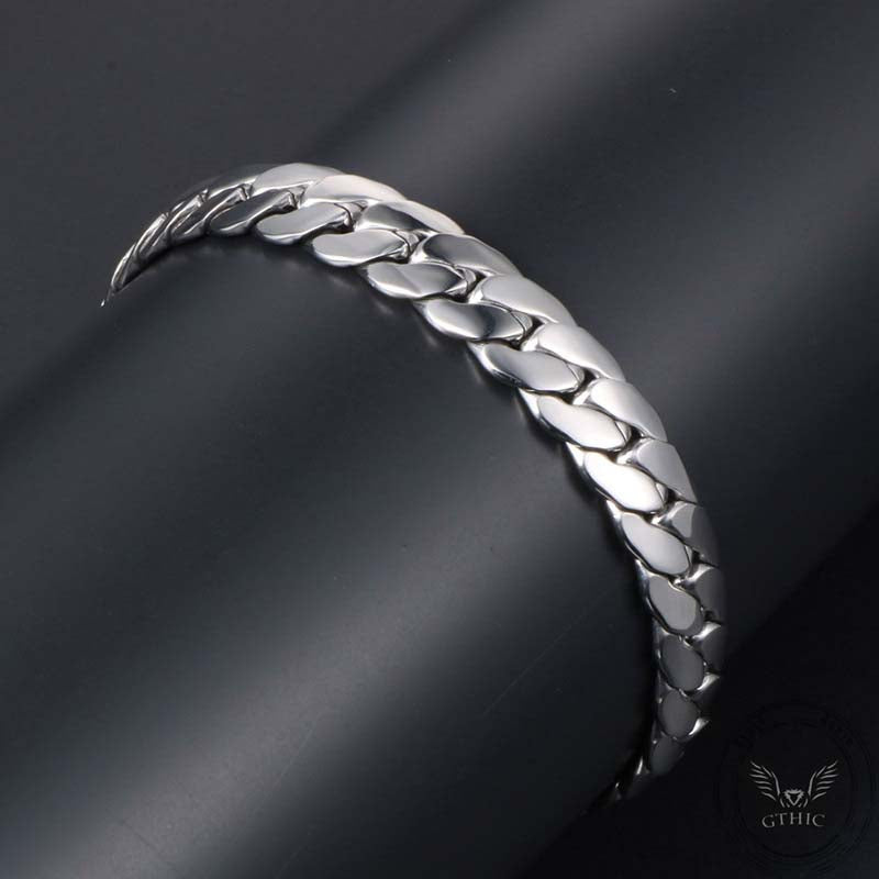 Simple Thin Cuban Chain Stainless Steel Bracelet | Gthic.com