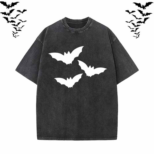 Simple Three Bat Halloween Short Sleeve T-shirt Vest | Gthic.com