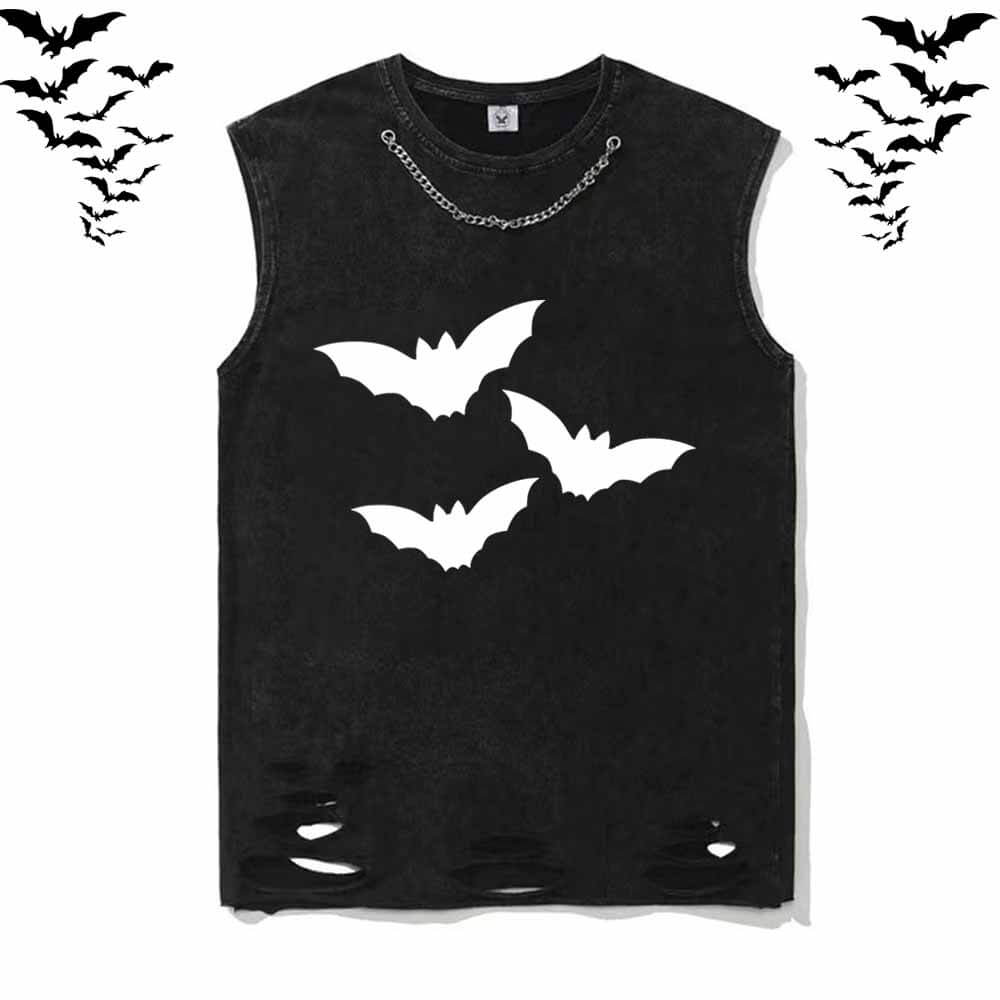 Simple Three Bat Halloween Short Sleeve T-shirt Vest | Gthic.com