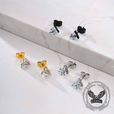 Simple Triangle Zircon Inlaid Stainless Steel Earrings 01 | Gthic.com