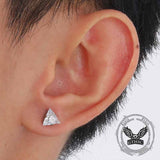 Simple Triangle Zircon Inlaid Stainless Steel Earrings 03 | Gthic.com