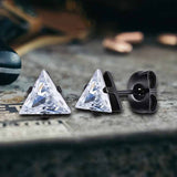 Simple Triangle Zircon Inlaid Stainless Steel Earrings