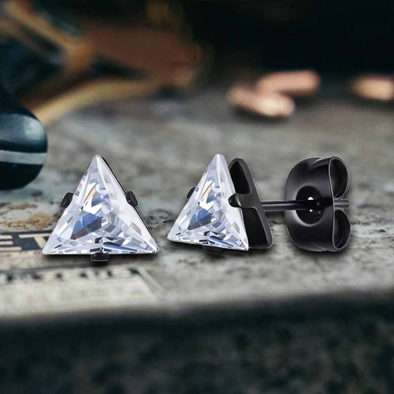 Simple Triangle Zircon Inlaid Stainless Steel Earrings