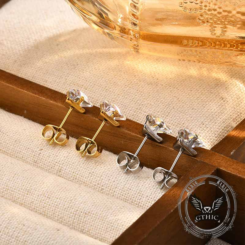 Simple Triangle Zircon Inlaid Stainless Steel Earrings