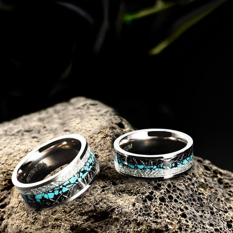 Turqoise Inlay Rings Simple Turquoise Inlaid Titanium Engagement Ring – GTHIC