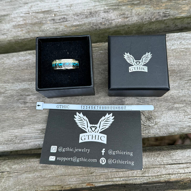 Simple Turquoise Inlaid Titanium Engagement Ring