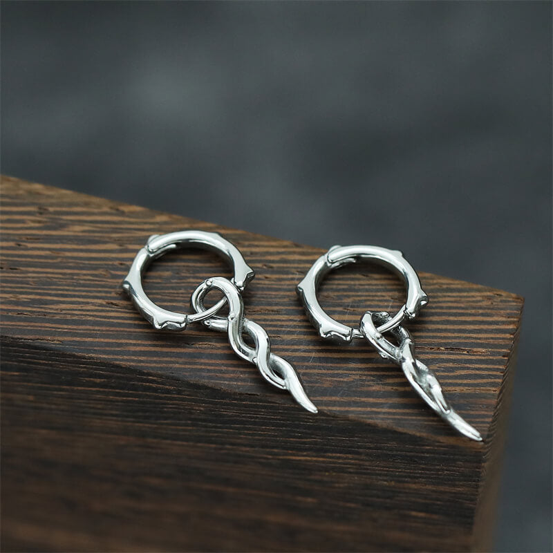 Simple Twist Rope Stainless Steel Hoop Earrings | Gthic.com
