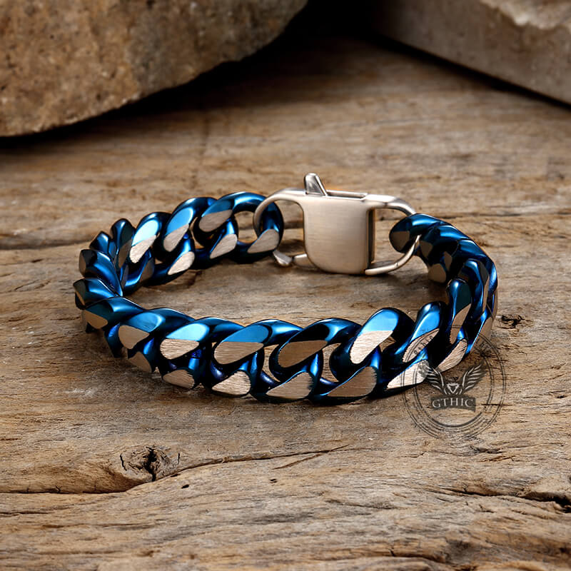 Simple Two-tone Cuban Link Stainless Steel Bracelet