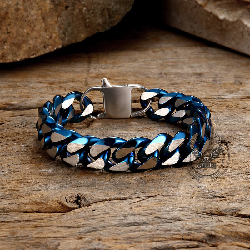 Simple Two-tone Cuban Link Stainless Steel Bracelet