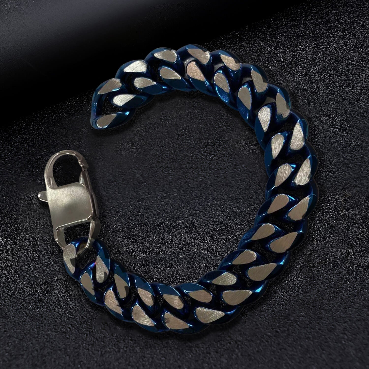 Simple Two-tone Cuban Link Stainless Steel Bracelet