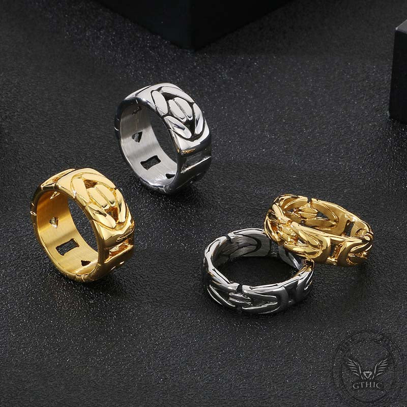 Simple V-shaped Emperor Chain Couple Stainless Steel Ring | Gthic.com