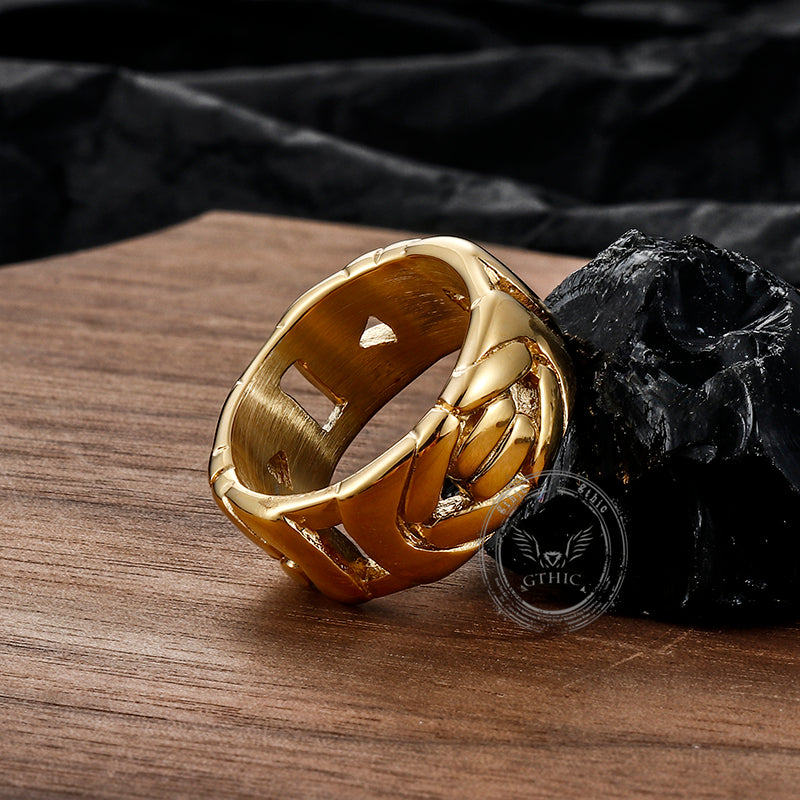 Simple V-shaped Emperor Chain Couple Stainless Steel Ring