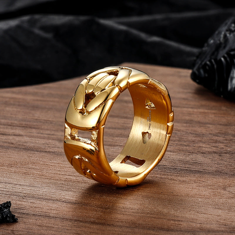 Simple V-shaped Emperor Chain Couple Stainless Steel Ring