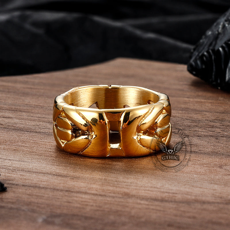 Simple V-shaped Emperor Chain Couple Stainless Steel Ring