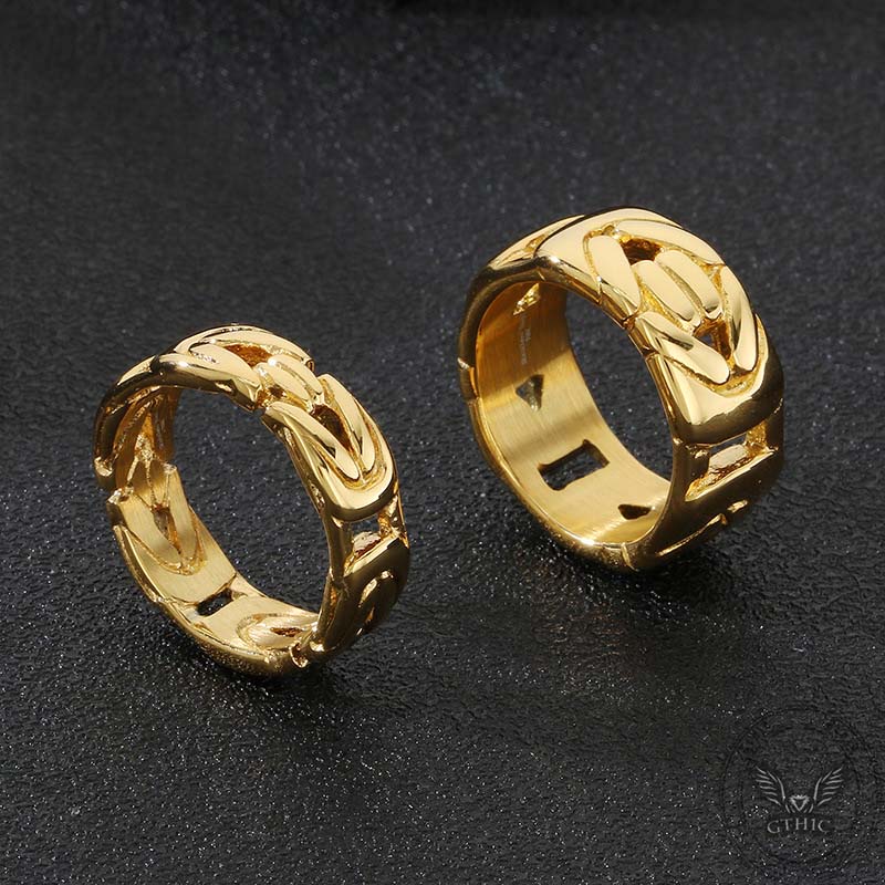 Simple V-shaped Emperor Chain Couple Stainless Steel Ring | Gthic.com