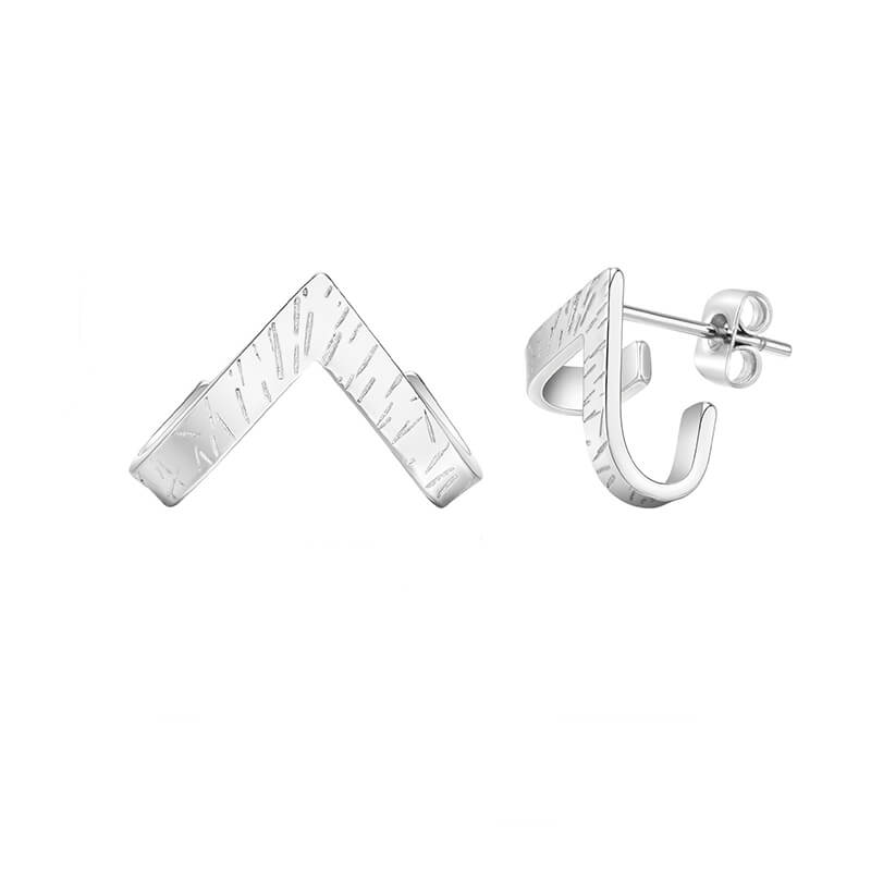 Simple V-shaped Stainless Steel Earrings | Gthic.com