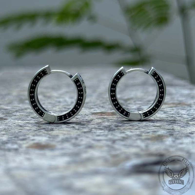 Simple Viking Runes Zircon Sterling Silver Stud Earrings