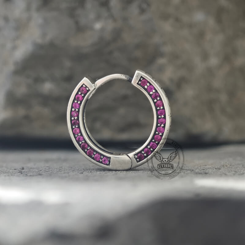 Simple Viking Runes Zircon Sterling Silver Stud Earrings