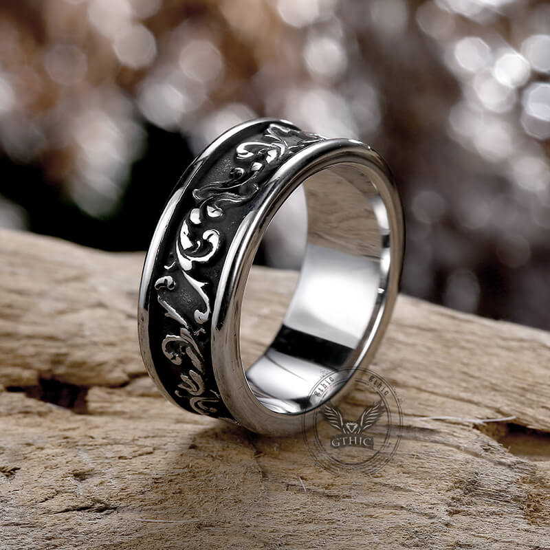 Simple Vine Pattern Stainless Steel Ring | Gthic.com