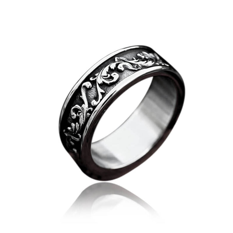 Simple Vine Pattern Stainless Steel Ring | Gthic.com