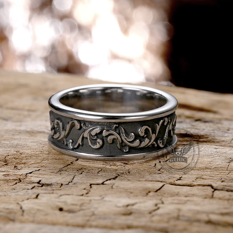 Simple Vine Pattern Stainless Steel Ring | Gthic.com