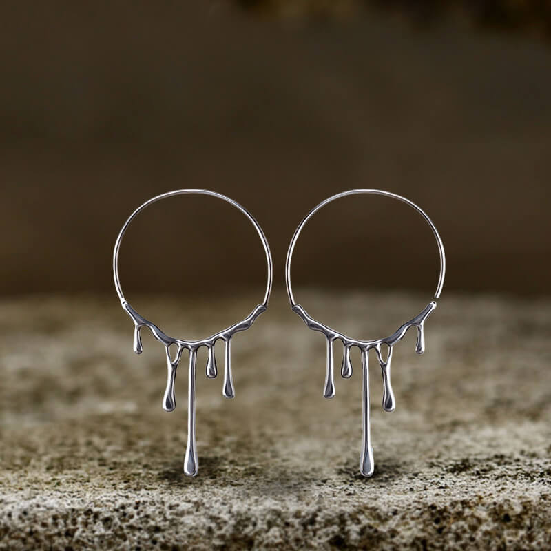 Simple Water Drop Shape Stainless Steel Retro Earrings 01 | Gthic.com