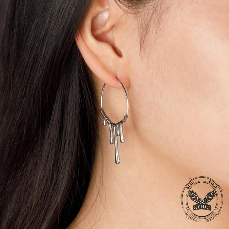 Simple Water Drop Shape Stainless Steel Retro Earrings 02 | Gthic.com