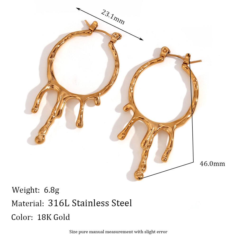 Simple Water Drop Shape Stainless Steel Retro Earrings 03 | Gthic.com
