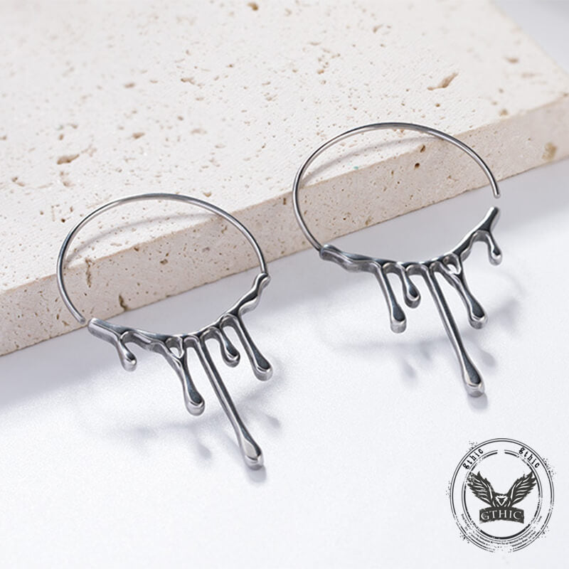 Simple Water Drop Shape Stainless Steel Retro Earrings 03 | Gthic.com