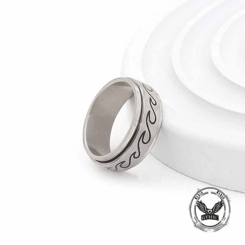 Simple Wave Pattern Stainless Steel Spinner Ring – GTHIC