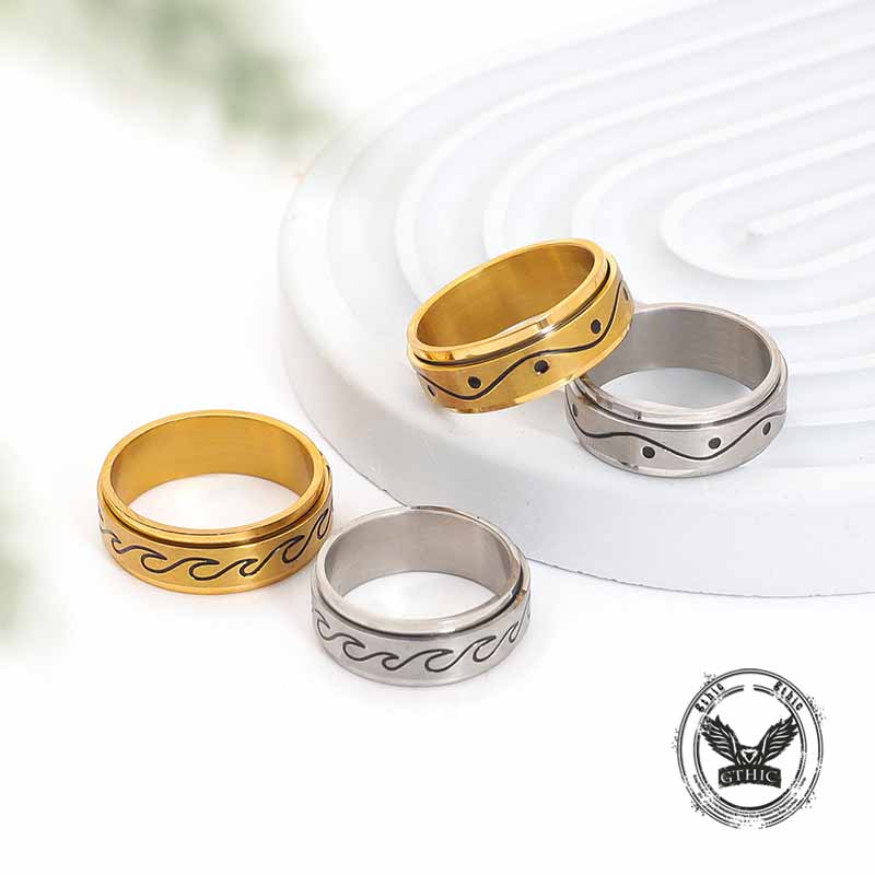 Simple Wave Pattern Stainless Steel Spinner Ring