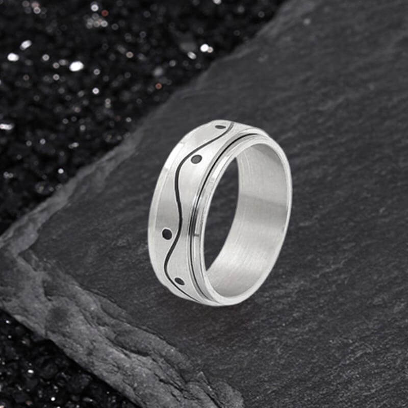 Simple Wave Pattern Stainless Steel Spinner Ring