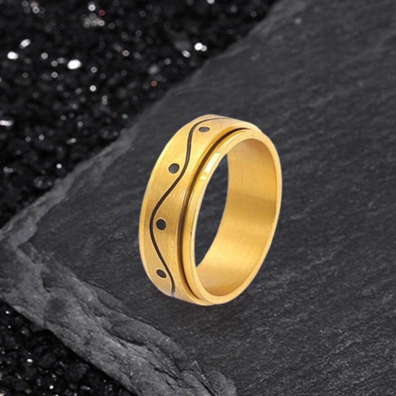 Simple Wave Pattern Stainless Steel Spinner Ring