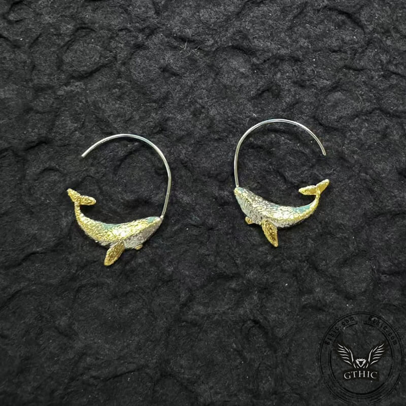 Simple Whale Copper Silver Plated Stud Earrings | Gthic.com