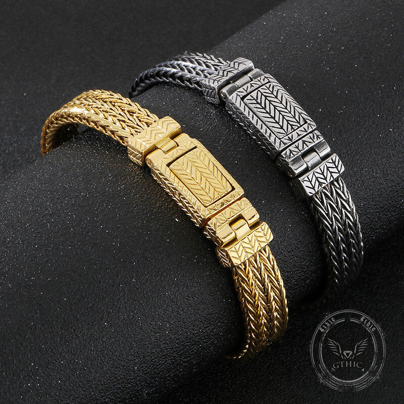 Simple Wheat Braided Stainless Steel Bracelet