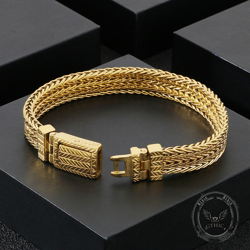 Simple Wheat Braided Stainless Steel Bracelet | Gthic.com