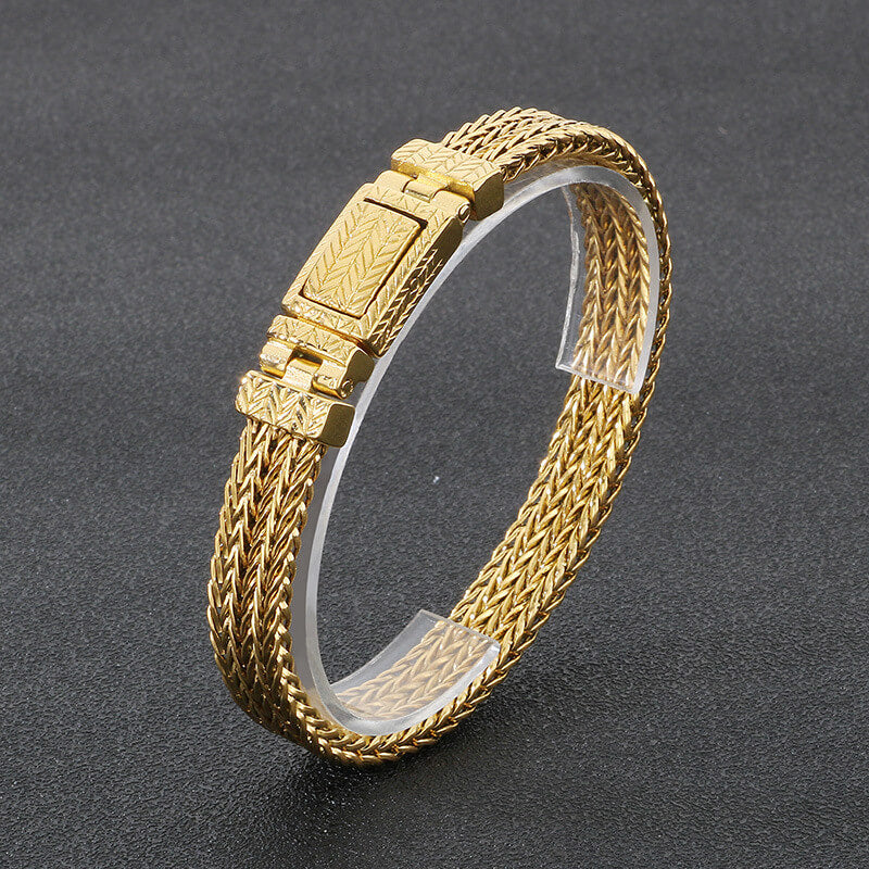 Simple Wheat Braided Stainless Steel Bracelet | Gthic.com