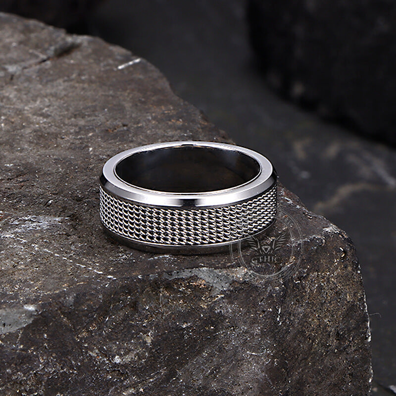 Simple Woven Mesh Design Stainless Steel Ring