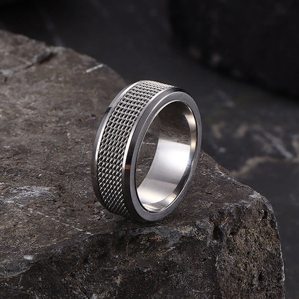 Simple Woven Mesh Design Stainless Steel Ring