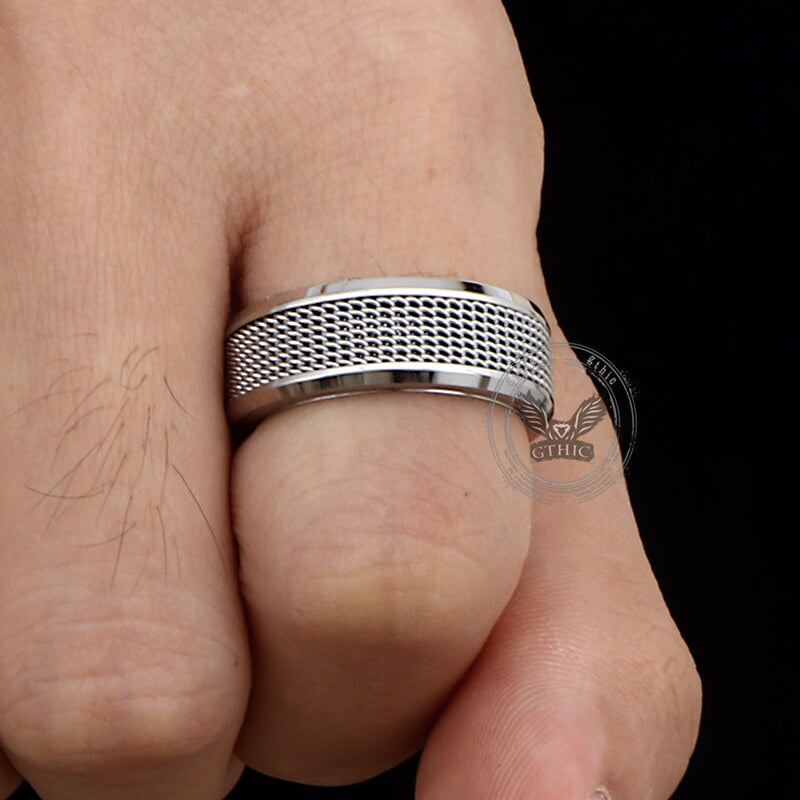 Simple Woven Mesh Design Stainless Steel Ring