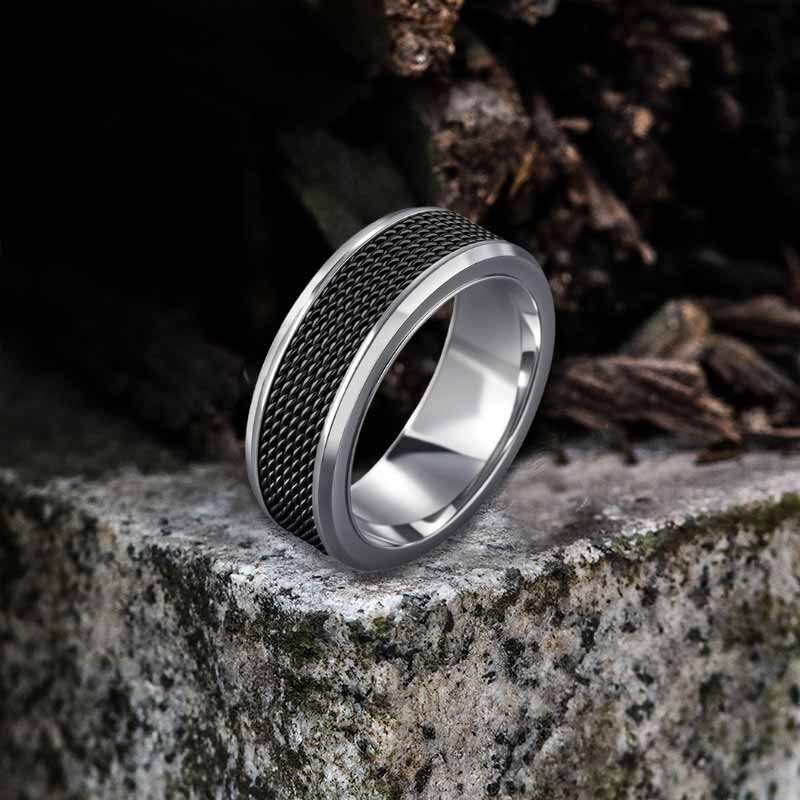 Simple Woven Mesh Design Stainless Steel Ring 02 | Gthic.com
