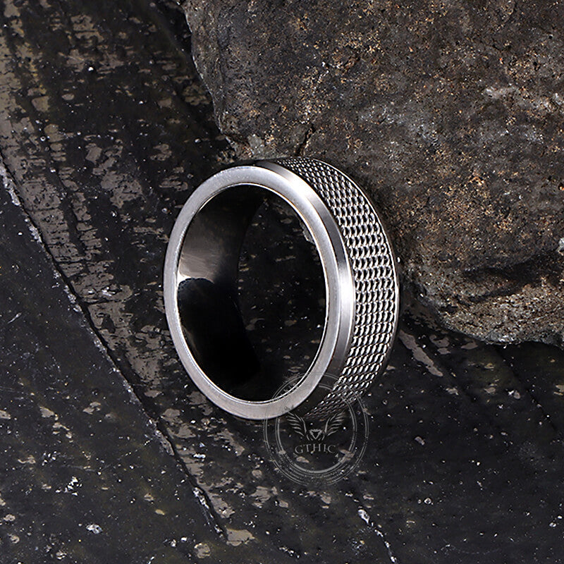 Simple Woven Mesh Design Stainless Steel Ring