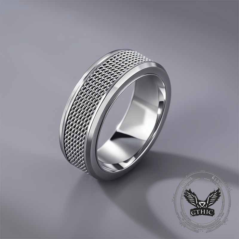 Simple Woven Mesh Design Stainless Steel Ring 03 | Gthic.com