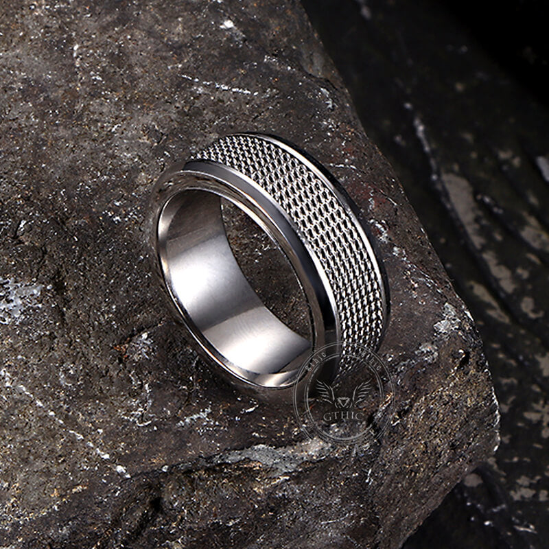 Simple Woven Mesh Design Stainless Steel Ring