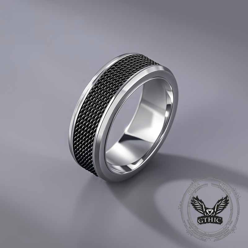 Simple Woven Mesh Design Stainless Steel Ring