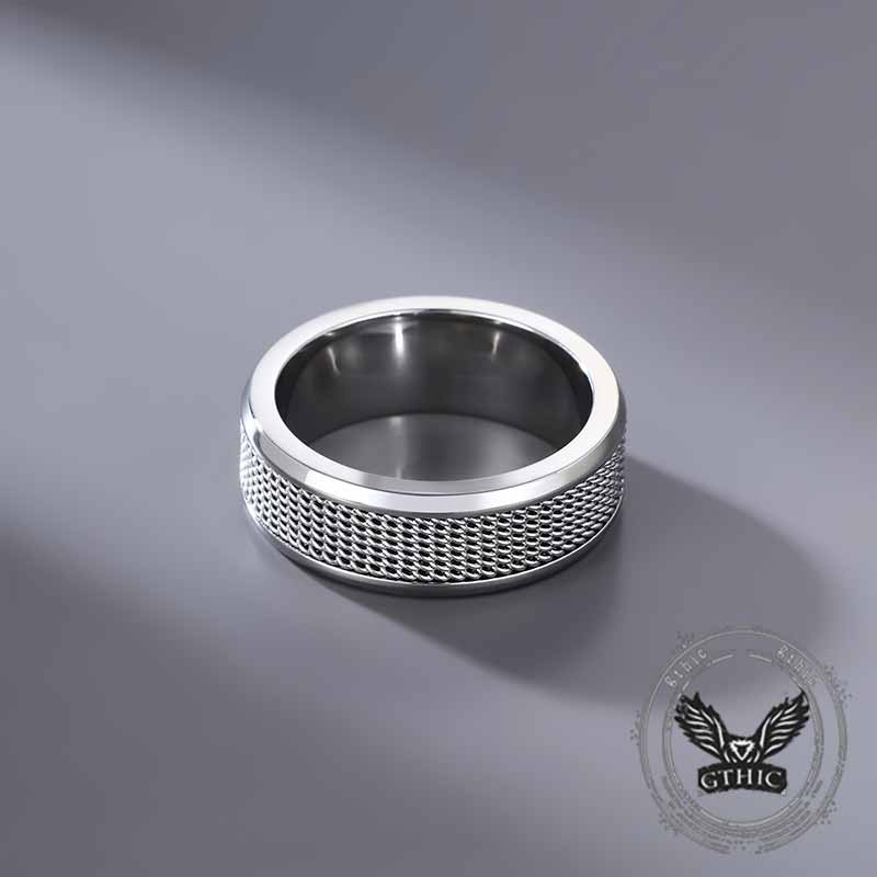 Simple Woven Mesh Design Stainless Steel Ring