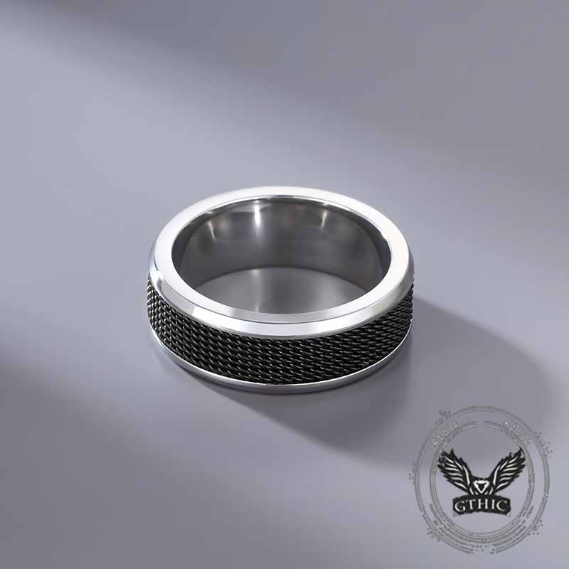 Simple Woven Mesh Design Stainless Steel Ring