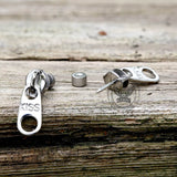 Simple Zipper Kiss Stainless Steel Stud Earrings