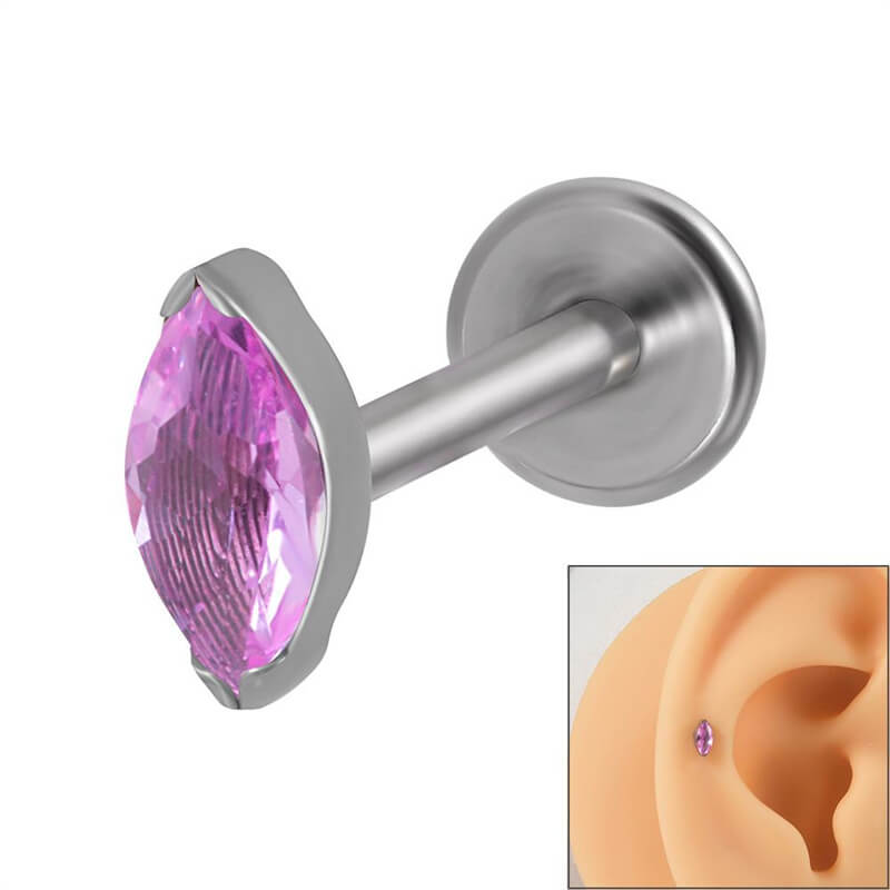 16G gekreuzter Knochen-Totenkopf-Titan-Piercing-Lippenring