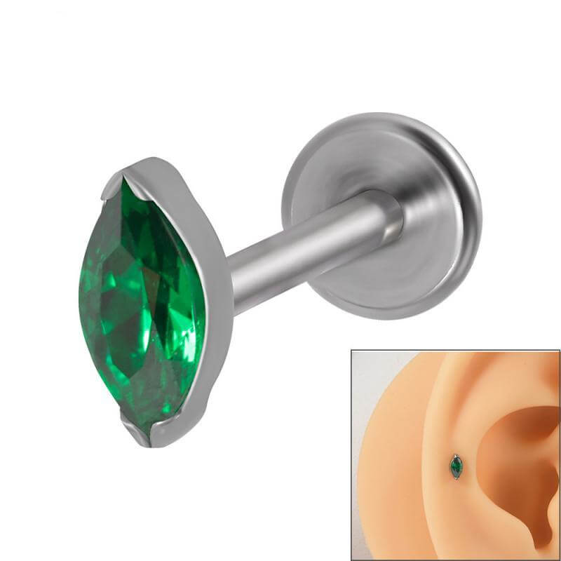 16G gekreuzter Knochen-Totenkopf-Titan-Piercing-Lippenring